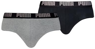 PUMA Men Everyday Briefs, Ropa Interior Hombre, Gris Melange/Negro, M