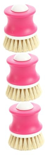 JECOMPRIS 3pcs Natural Coconut Palm Pot Dish Washing Brush Heavy Duty Scrubbing Brush for Kitchen Random Color