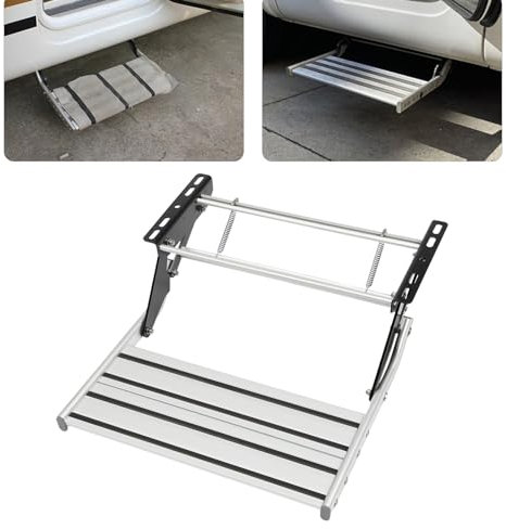 SanBouSi Manuelle Trittstufe Wohnmobil Aluminium Klapptritt Teleskoppedal Anti-Rutsch Wohnwagen Trittstufe für RWohnmobil RV Camper Van Reiseanhänger Caravan