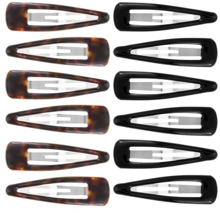 Righe e Pois fermacapelli - 12 Mollette per capelli clic clac in metallo rivestito in gomma - 7 CM - confezione da 12 fermagli per capelli (Misto)