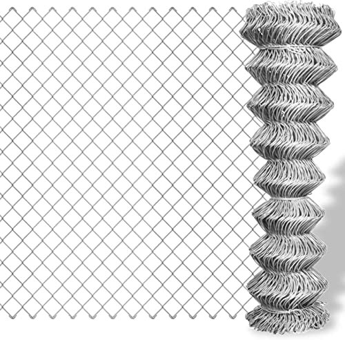 Mengtu Maschendrahtzaun Stahl Maschendraht-Geflecht Gartenzaun Metall Zaun Maschendraht Draht Maschendraht-Geflecht Gartenzaun Drahtzaun 25×1,25 m Silbern Garten Möbel