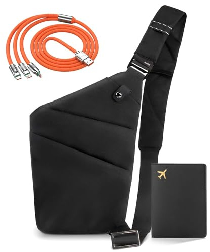 IUHFSIFS Sac à Bandoulière Antivol Femme & Homme – Confort Optimal | Poches Étanches & Anti-rayures | Design Ergonomique Sans Pression | Protection Maximale pour Vos Objets de Valeur, Noir