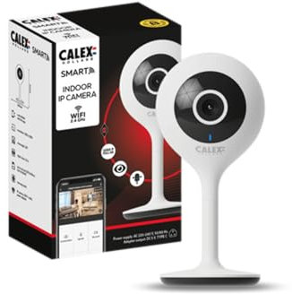 CALEX - Smart Indoor IP Camera, WiFi Surveillance Camera with Night Vision, 2-Way Audio, Full HD 1080p, App Controlled, White
