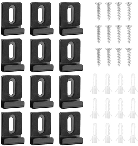 MaehSab Spiegelhalter-Clips aus Metall, mit Schrauben, Gummi-Pads, Spiegelhaken, robuste Spiegelaufhänger, Hardware für rahmenlose Montage, Wandfliesen, Werbetafel, Display, 12 Stück