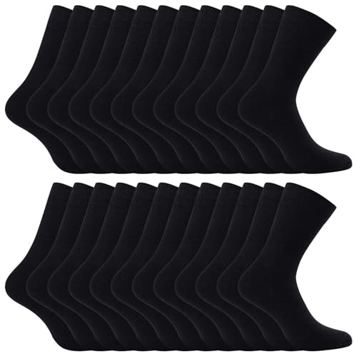 Fullluwaa 12 Paar Socken Herren Damen,Soft Baumwolle Herrensocken,Lange Arbeitssocken Schwarz