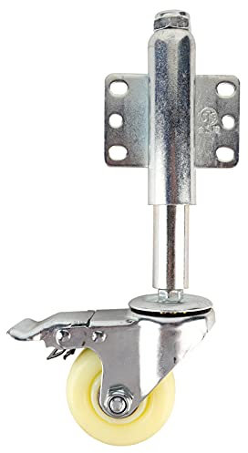 3 Ruote per Cancello in Metallo in Nylon, Rotella Caricata a Molla per Carichi Pesanti per la Regolazione Automatica del Cancello, con capacità di Carico del Freno di 110 Libbre,