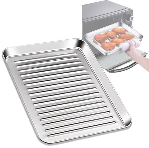 Teglie Da Forno Da Cucina Teglie Per Biscotti In Acciaio Inox, Rettangolare Vassoio 27×21×2,5/41×31×2,5cm Teglia Per Grasso Facile Da Pulire Antiaderenti Teglia Da Forno Per Arrostire(24x18cm)