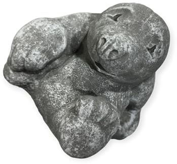 OriginalPaul Skulp & Betondesign Verspielter Maulwurf auf dem Rücken liegend - Robuste Steinguss-Skulptur Maße (H/B/T): 14/15/16 cm für Haus und Garten