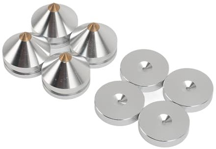 Speaker Isolation Feet, Speaker Isolation Pad 4 Set Speaker Isolation Feet Aluminum Alloy Speaker Vibration Absorber Spike for CD DVD Player Amplifier (Silver)