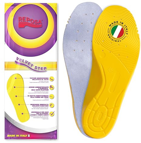 REPOSA Velvet Step - Solette Scarpe Ortopediche Uomo e Donna con Texture Vellutata, Suole Scarpe per il Lavoro, Sport e Uso Quotidiano - Soletta Universale ad Azione Ammortizzante per Postura Corretta