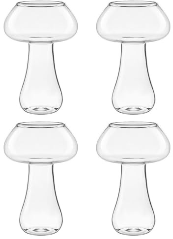 Amosfun Gobelets Créatifs en Verre de Champignon, Surface Lisse Ensemble de 4 Faciles à Nettoyer pour Bars et Restaurants
