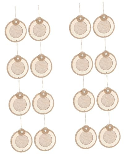 Lurrose 16 Stück Leinen Holz Girlande Boho Krippen Bastelarbeiten DIY Anhänger Tür Hänge Haustür Dekorationen Tür Kranz Anhänger Hängender Kranz Material Khaki
