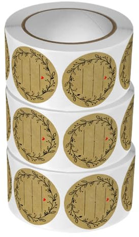 Tofficu 3rolls Elegant Canning Jars Labels Stickers Self-Adhesive Round Food Labels for Containers Sticky for Jar Canning Supplies