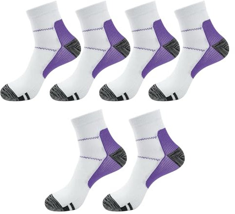 Zssxysm 3 Paia Calze Compressione Graduata Donna e Uomo, Calze Contenitive Antitrombo, Calze Elastiche Sportive per Running, Sci, Ciclismo, Trekking, Viaggi a Lungo Raggio (Viola)