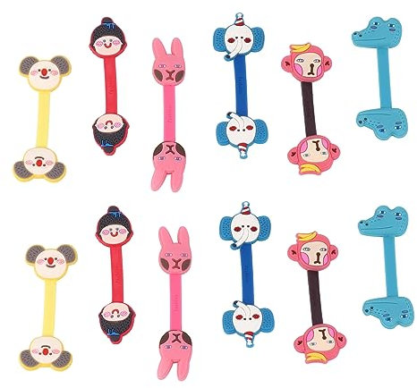 OSOLADY 12pcs Adorable Cartoon Animal Hub Wire Holder Magnetic Headphone Cable Earphone Organizer Cable Ties Holder