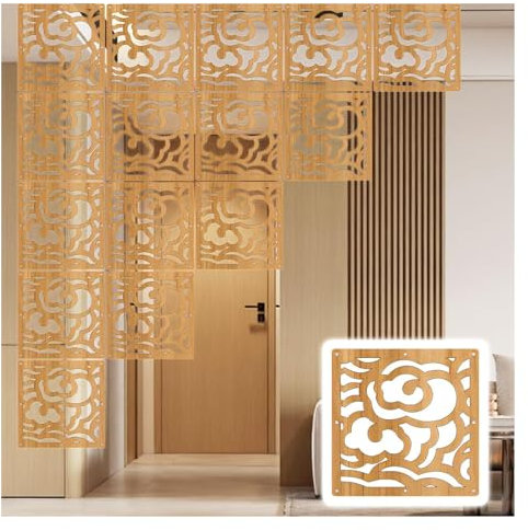 Raumteiler aus Holz und Kunststoff, zum Aufhängen, für Zuhause, Schlafzimmer, Küche, Büro, Hotel, Restaurant, natürliche Holzpaneele mit allem Zubehör, dekorative Hohlbehandlung von der Decke
