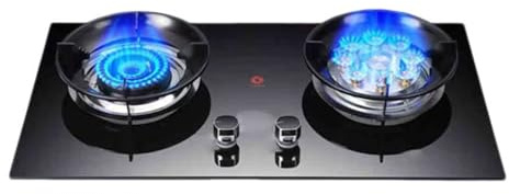 Gaskocher 2 Brenner, 5,2 KW Camping-Gaskocher, Gas/LP-Gas-Umwandlungsherd, Gusseisen-Topfgestell Aus Gehärtetem Glas, Mit Flammendurchschlagschutz, For Die Küche Zu Hause(LPG)