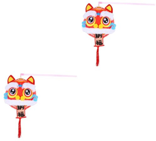 HEMOTON 3St Laternen-Material-Kit Jahr der Laterne Tierkreis aus Papier Ornamente weihnachtsdeko Frühlingsfest Löwen zum Basteln für Stoff rot