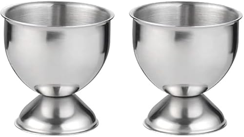 Yjemle 2 portauova in acciaio inox color argento, per uova sode, utensili da cucina, stoviglie e pezzi da portata