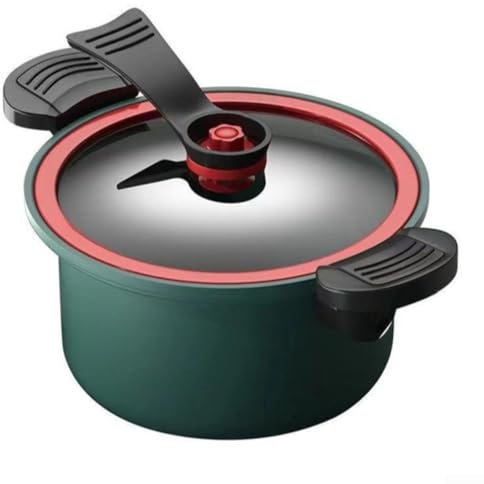 Sileduove Multifunctional Pressure Cooker Non Coating Die Cast Aluminium 3 5L 32Cm Red Green Glass Lid Steam Vent For Household Cooking Stew Soup(绿色)