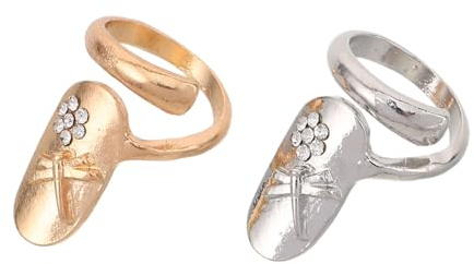 CALLARON 2piezas Anillo De Uña Gemas De Imitación Joyas Para Uñas De Mujer Decoración Para Moderna Para Ocasiones Especiales