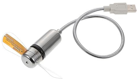 SHINEOFI Ventilador USB Portátil de Computadora con Reloj LED y Función de Refrigeración, Material de Pvc y Aluminio, Color Plata, Adecuado para Oficina y Uso Familiar
