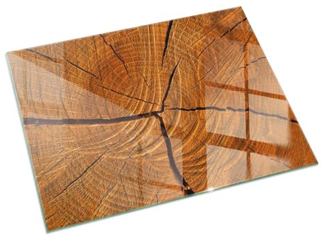 Kamin Bodenplatte Glas 60x40 cm Bodenbelag Thermischer Schutz Wasserdicht Fleckenbeständigkeit Wohnzimmer Sicherungsblech Glas Herdboden Polierte Kanten - Holzmaserung im Querschnitt