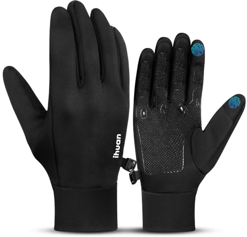 ihuan Leichte Winter-Laufhandschuhe für Damen und Herren, empfindliche Touchscreen-Finger für kaltes Wetter, Thermo-Material für Arbeit und Outdoor-Sport, Fußball, Radfahren, Camping, Wandern, Fahren.