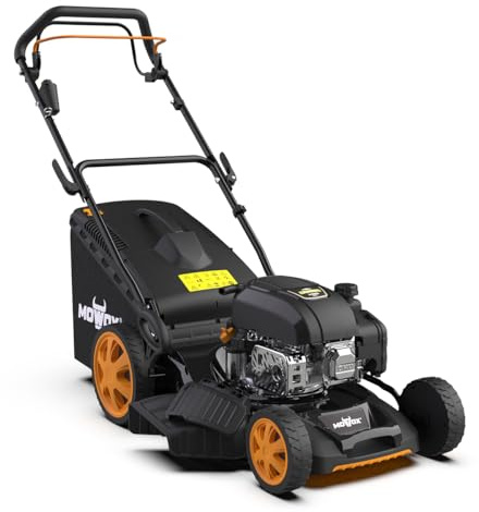 Cortacésped autopropulsado Mowox PM 4665 SEHW – Gasolina, 149 CC, Arranque eléctrico, 46 cm, 60 L, 7 Alturas de Corte, Easy Start, Ideal jardín Mediano