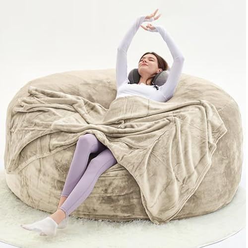 Bean Bag Chairs for Adults，Memory Foam Bean Bag Chair，Bean Bag Chair with Filler Included，Removable and Washable Flannel Cover, Suitable for Leisure Reading Chairs (apricot, 90cm×90cm(M))