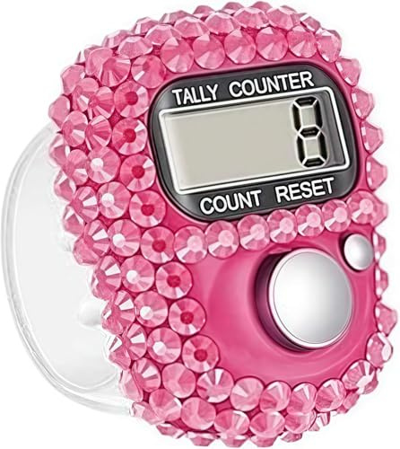 Rzcin Pink Electronic Finger Tally Counter Clicker Counter,Convenient Portable Digital Display Tally Counter, Digital Tally Counter with LCD Display, Portable Hand Counter for Sports, Golf, Counting