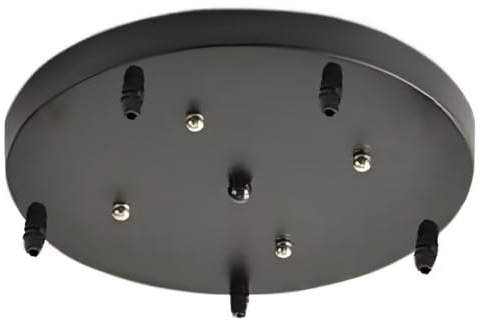 DESHOME Ø 50 cm Rosace pour lampe Rosace à 5 trous Rosace en métal Noir mat Rosace pour 5 Lustre Cache-fil Rosace pour plafonnier, pour suspension Plafonnier