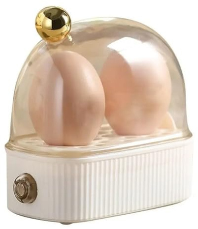 Kquepo Hervidor de Huevos Eléctrico Automático, Hervidor Rápido de Huevos, Máquina de Desayuno, Hervidor de Huevos Multifunción para 2 Huevos, Enchufe Europeo,