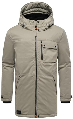 STONE HARBOUR herr varm lång vinterrock med huva Fintaan XX S-3XL, Silvergrå, XL