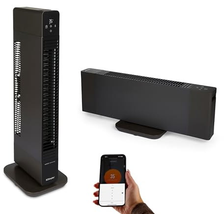 Dimplex DXDC22 ThermaFlex 2-in-1 Smart Convector Hot & Cold Tower Fan – 2.2kW Portable Electric Heater with Wi-Fi App Control, Energy Efficient Eco Mode – Use Flat or Upright – Black, 15m² Coverage