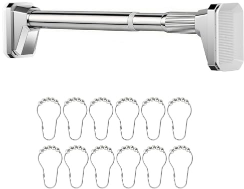BKMAMLAB Silver Shower Curtain Rod 39 to 86 Inch,Heavy-Duty inner Lock Stainless Steel Telescopic Rod,1.2-Inch Diameter Bathroom Anti-Rust And anti-Slip Tension Rod Without Drilling,Convenient to Use