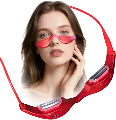 HGHJHVJ Under Eye Red Light Therapy Massager, Red Light Therapy Eyelift Device with Microcurrent, Under Eyes Glasses Treatment Eye Bags Dark Circles Puffiness Wrinkles Fine Lines