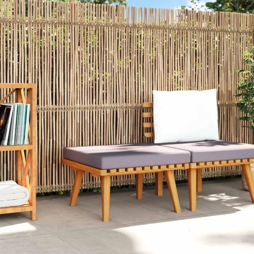 LoogCape Garten-Fußhocker mit Auflage 60x60x29 cm Akazie Massivholz, Robustes Outdoor Möbelstück, bequemes Sitzkissen, ideal für Patio