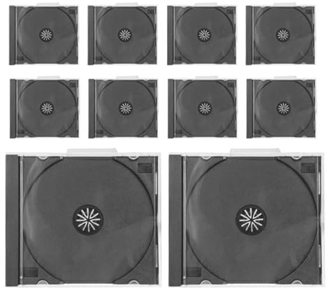 VICASKY Custodia per CD Trasparente Impilabile in Plastica Coperchio, Set da 10 Pezzi per Conservazione e Protezione Disco in Casa, Ufficio e Scuola