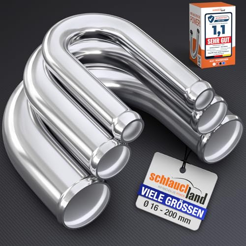 180° ALUMINIUM ROHRBOGEN AD-Ø 30mm Alurohr poliert & gebördelt | GRÖSSEN-Ø 13-200mm | Alu-Rohr-Bogen EN T6063 DIN 40501-2 Alu U-Rohr Siphon Grad Winkel Sanitär Bogen Turbo Schlauch-Bogen schweißbar