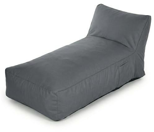 80 Oak Premium XXL Outdoor Sitzsack-Liege mit Memory Foam Füllung, wetterfest & UV-beständig, 600D Oxford Nylon, für Garten, Balkon, Pool (Beige/Hellgrau/Dunkelgrau) (Dunkelgrau, Sitzsack lang)