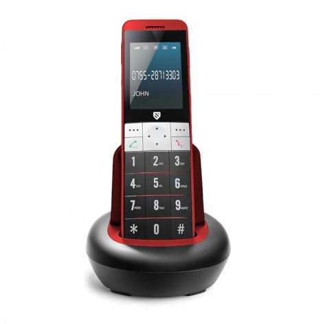 Simple 4G Home Phone for Elderly, No Broadband Required, SIM Based Big Button Landline Replacement with Backup Battery, Charging Dock & UK Plug, Senior-Friendly, PSTN Switchover Ready (Red)