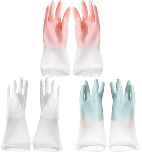 Spülhandschuhe aus Gummi, 3 Paar Satz, Haushaltshandschuhe Zufällige Farbe