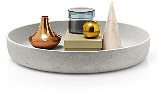 blomus -MOON- Dekoschale aus Stein, puristische Beton-Optik, hochwertige Verarbeitung, Industrial-Design, individuell nutzbar, trendiges Wohnaccessoire 50 x 50 x 8.5 cm, Grau, 65446