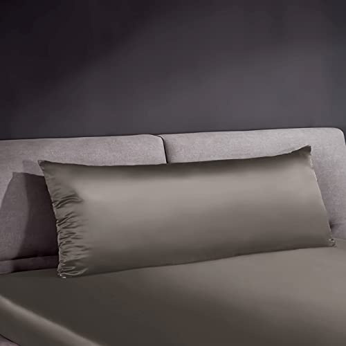THXSILK 22 Momme Seide stillkissenbezug 145-100% Seide Kopfkissenbezug - Anti milben Reißverschluss Seide Kissenbezug - Holzkohle 40 x 145 cm
