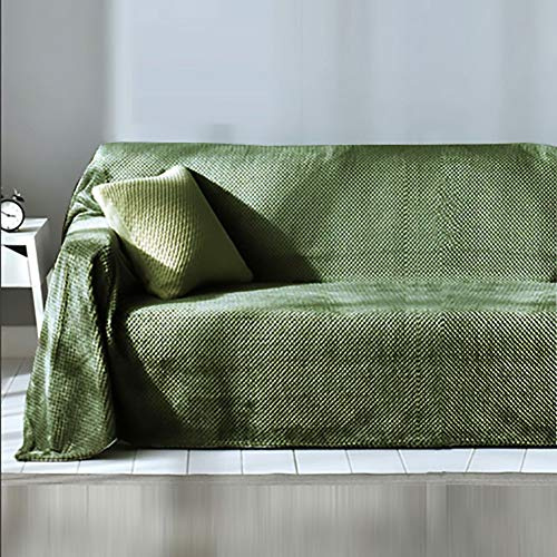 Meet Beauty Jeté de lit ou Jeté de Canapé Vert, 150 x 200 cm Multifonction Couverture de Canapé en Peluche