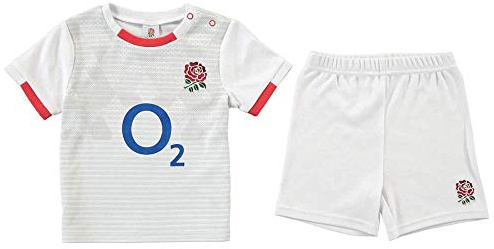 Brecrest England Rugby Baby Toddler T-Shirt & Shorts Set - 2020/21 Kit Design (18-23 Months) White
