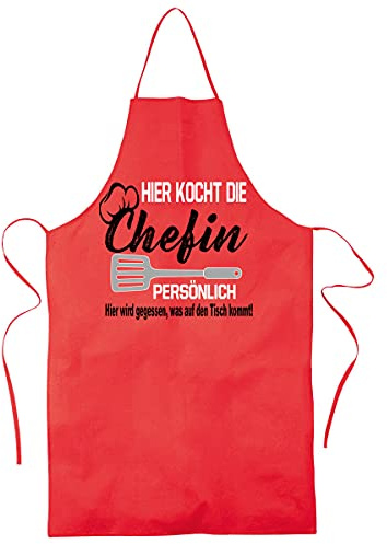 BLICKFANG Lustige Küchenschürze für Frauen| HIER KOCHT DIE CHEFIN | Kochschürze, Latzschürze, Grillschürze, Partyschürze | Geschnek, Geburtstag, Schurz