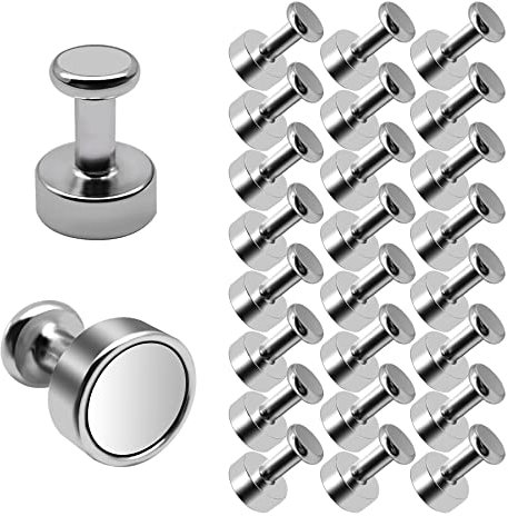 Audamp Magnete - Magneti al neodimio, 24 pezzi, calamite forti, bacheca magnetica con scatola per lavagne magnetiche, frigoriferi, magneti conici, magneti per spartiti, magneti in acciaio nichelato