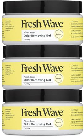 Fresh Wave Lemon Odor Removing Gel, 7 oz., Pack of 3 - Safer Odor Absorbers for Home, Natural Plant-Based Odor Eliminator, Every 7 oz. lasts 15-30 Days, For Cooking, Trash & Pets
